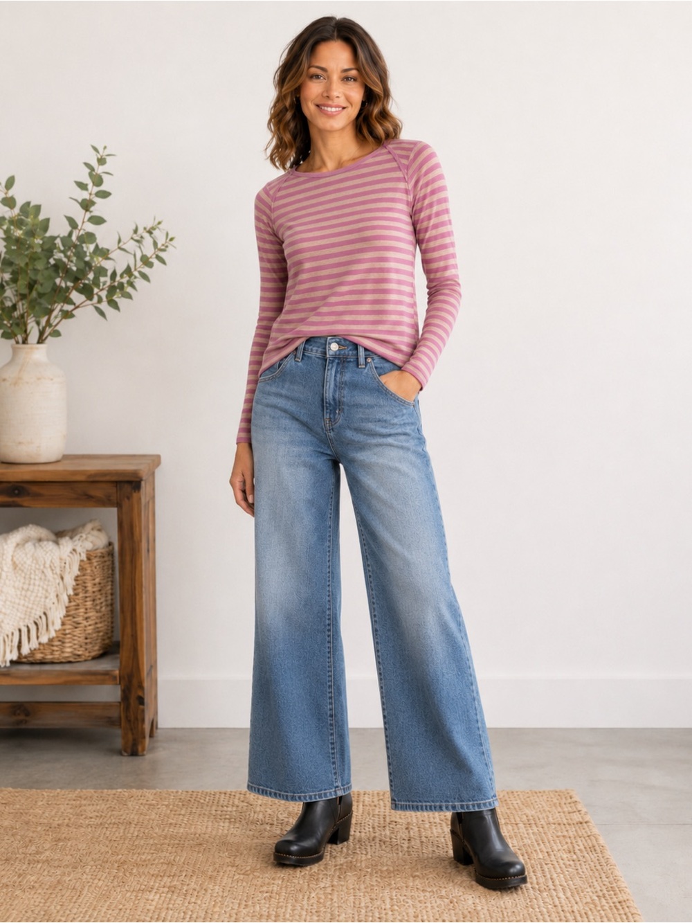 Staccato Striped Boatneck Knit Top - Pink & Cream XS (New with tags)